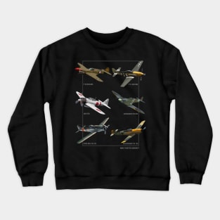 WW2 Fighter Aircraft Warbirds Crewneck Sweatshirt